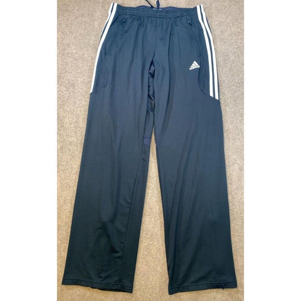 Adidas Pants Mens L Climacool Track Train Gym Straight Leg Zip Hem 3 Stripes